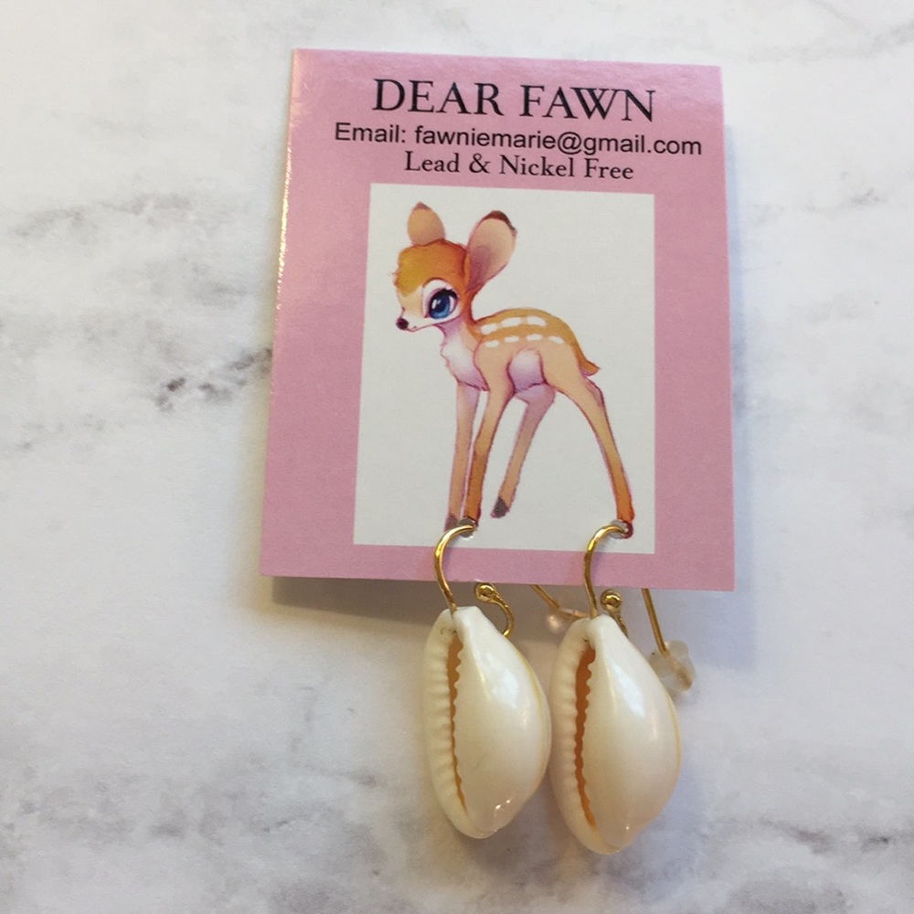 New Cowrie Shell & 14k Gold Filled Hook Earrings